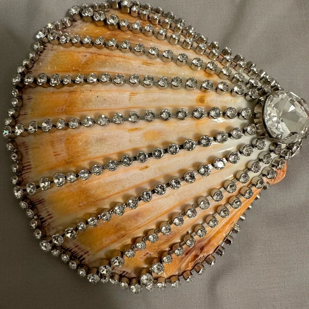 THORSON HOSIER MADE IN USA MOP LARGE SHELL LION PAW CLEAR SWAROVSKI